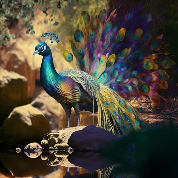 a colorful peacock